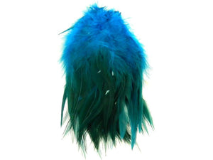 Strung Rooster Saddles Long -  Peacock Blue Natural