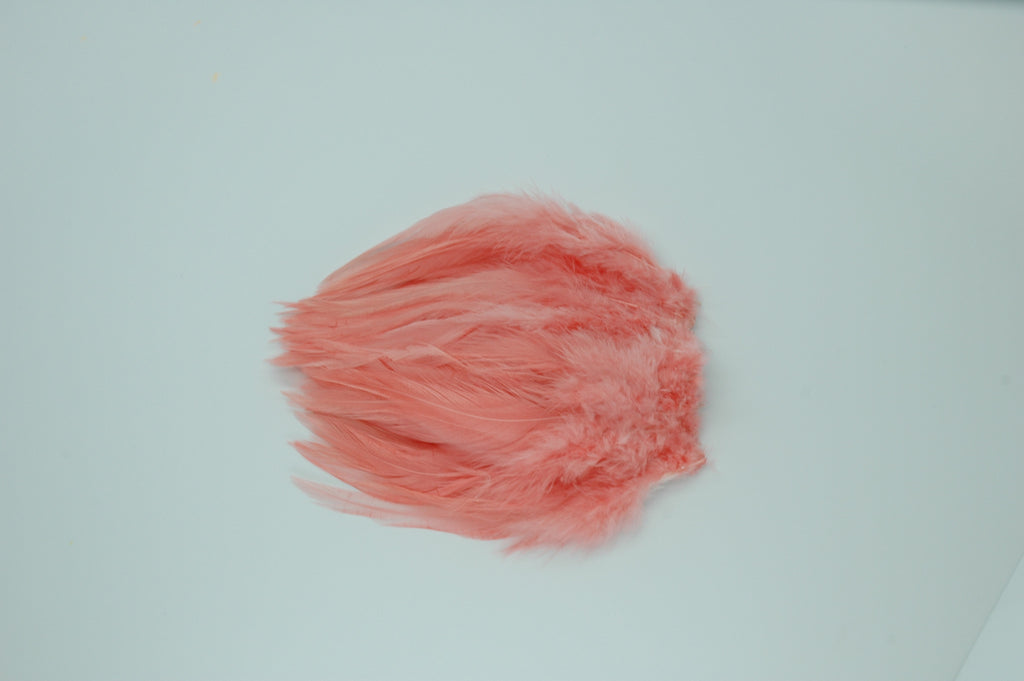 Strung Rooster Saddles Long - Shell Pink